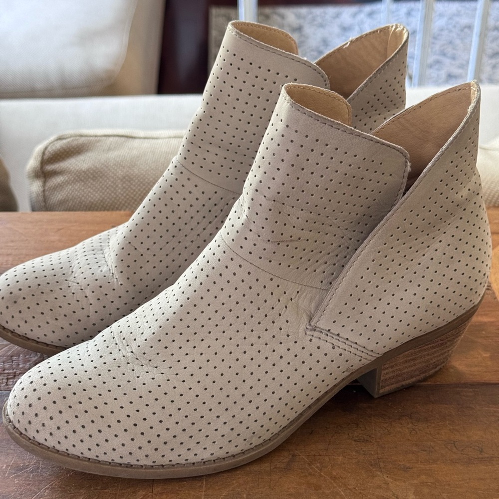 Perforated Beige Ankle Booties 8.5